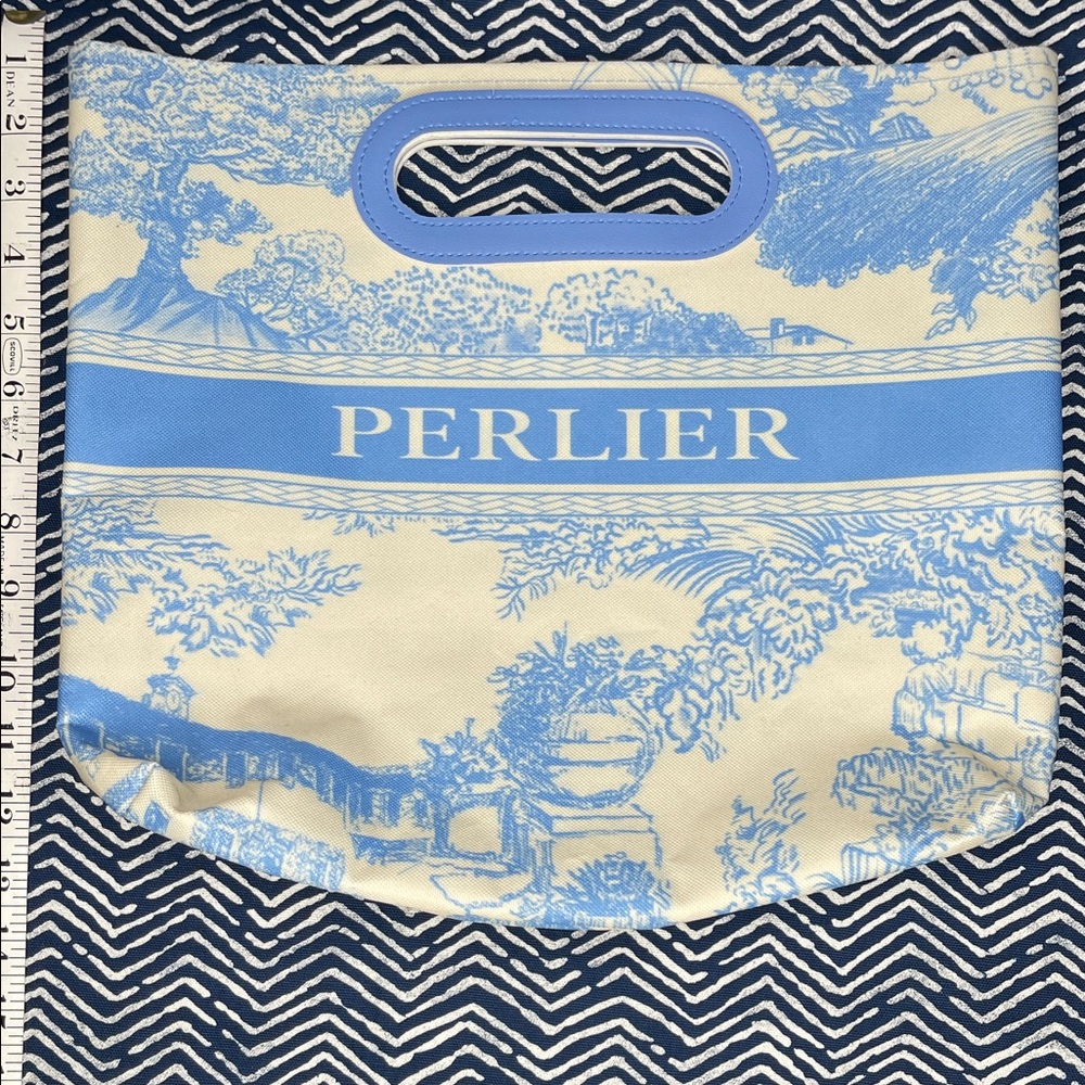 Blue and Cream Graphic Tote Bag